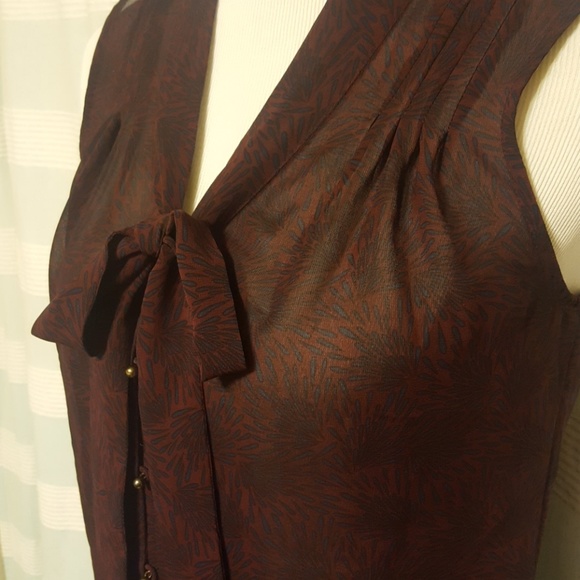 Sheer maroon blouse with bow - Picture 2 of 4